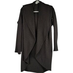 Crea Concept Avant Garde Lagenlook Brown Ribbed Knit Shawl Cardigan medium